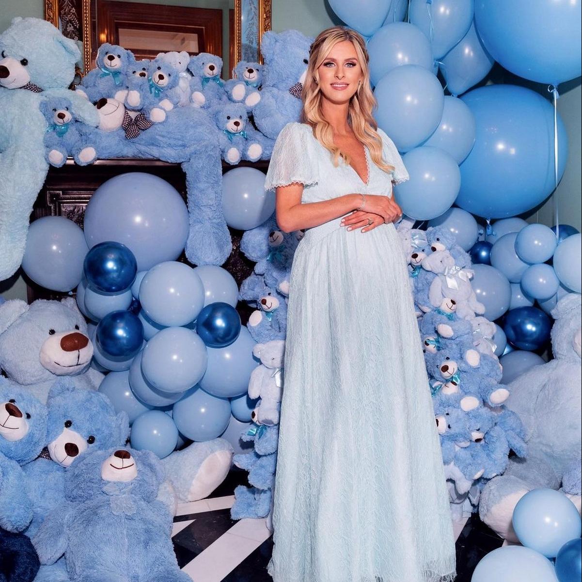 baby shower, blue, nicky hilton, mom to be 